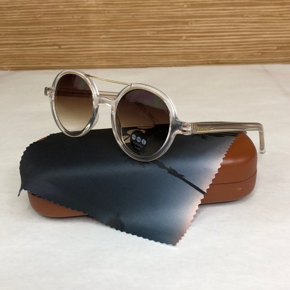 KOMONO Vivien Clear Sunglasses NEW Round Gold UV400 - Picture 7 of 12